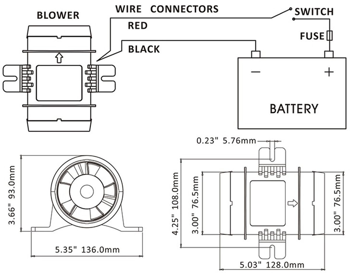 Bilge inline blower 4106 l/min 12 volt